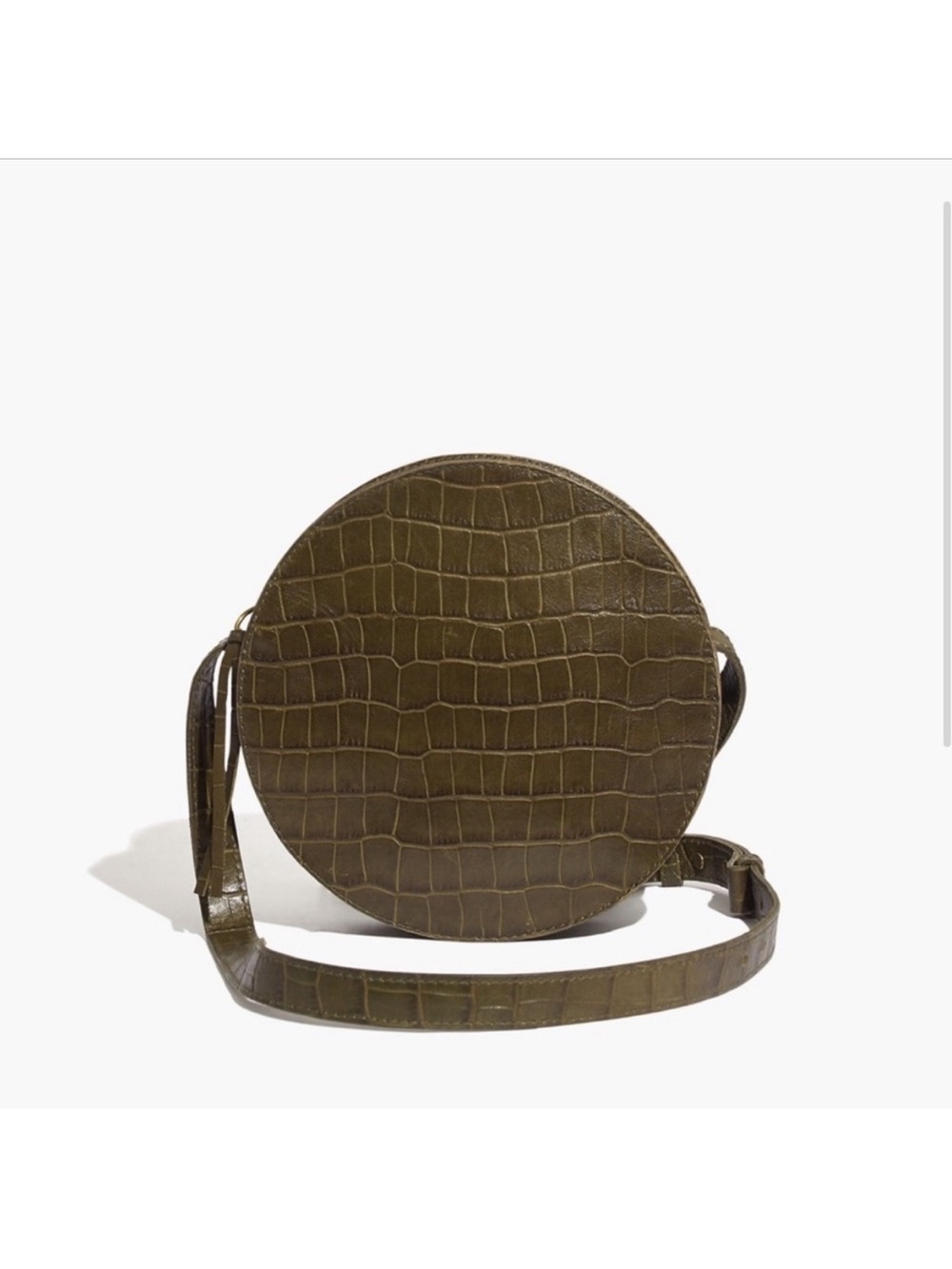 Madewell Olive Croc-Embossed Round Crossbody